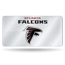 Atlanta Falcons Wordmark 12" x 6" Silver Laser Cut Tag For Car/Truck/SUV