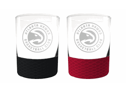 Atlanta Hawks 2pc Laser Etched Commissioner Rocks Glass Set