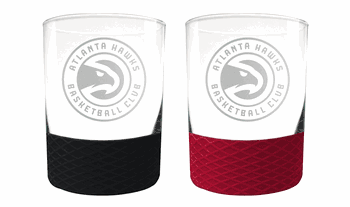 Atlanta Hawks 2pc Laser Etched Commissioner Rocks Glass Set