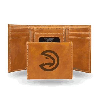 Atlanta Hawks Brown Laser Engraved Tri-Fold Wallet