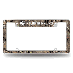 Atlanta Hawks Mossy Oak 12" x 6" Chrome All Over Automotive License Plate Frame for Car/Truck/SUV