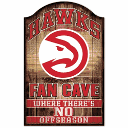 Atlanta Hawks Sign 11x17 Wood Fan Cave Design