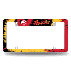 Atlanta Hawks Tie Dye 12" x 6" Chrome All Over Automotive License Plate Frame