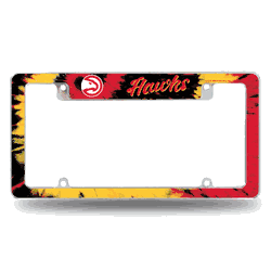 Atlanta Hawks Tie Dye 12" x 6" Chrome All Over Automotive License Plate Frame for Car/Truck/SUV