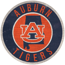 Auburn Tigers 12 in. Circle w/ State Sign