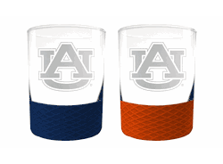 Auburn Tigers 2pc Laser Etched Commissioner Rocks Glass Set