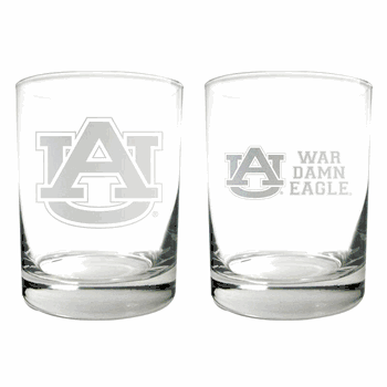 Auburn Tigers 2pc Rocks Glass Set