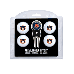Auburn Tigers 4 Ball Gift Set + Divot Tool & Marker