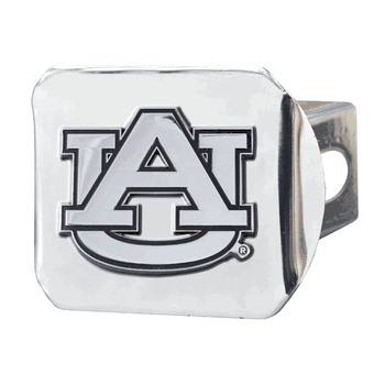 Auburn Tigers Chrome Metal Hitch Cover with Chrome Metal 3D Emblem