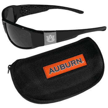 Auburn Tigers Chrome Wrap Sunglasses and Zippered Carrying Case