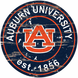 Auburn Tigers Distressed Round Sign