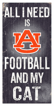 Auburn Tigers Football and My Cat 6x12 Sign