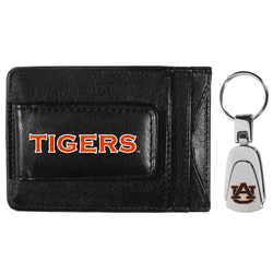 Auburn Tigers Leather Cash & Cardholder & Steel Key Chain