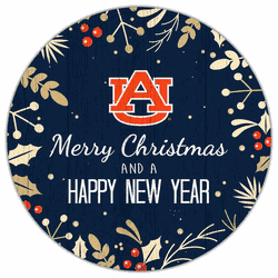 Auburn Tigers Merry Christmas & New Year 12in Circle