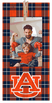 Auburn Tigers Plaid Clothespin 6x12 Sign