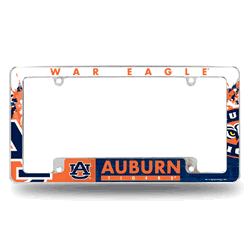 Auburn Tigers Primary 12" x 6" Chrome All Over Automotive License Plate Frame for Car/Truck/SUV