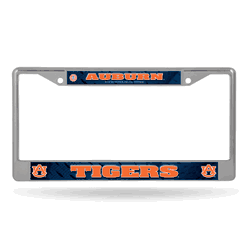 Auburn Tigers Primary Logos on Blue 12" x 6" Chrome Frame With Decal Inserts