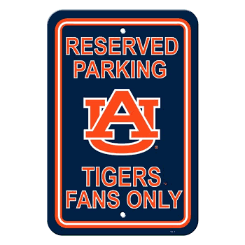 Auburn Tigers Sign 12x18 Plastic Reserved Parking Style CO