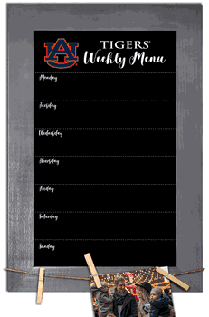 Auburn Tigers Weekly Chalkboard with frame & clothespins 11x19 Sign