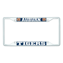 Auburn Tigers White Metal License Plate Frame - 6.25"x12.25"