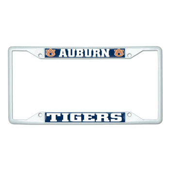 Auburn Tigers White Metal License Plate Frame - 6.25