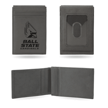 Ball State Cardinals Gray Laser Engraved Front Pocket Wallet