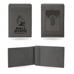 Ball State Cardinals Gray Laser Engraved Front Pocket Wallet