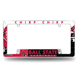 Ball State Cardinals Primary 12" x 6" Chrome All Over Automotive License Plate Frame for Car/Truck/SUV