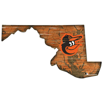 Baltimore Orioles 24in. Distressed State w/Logo Sign