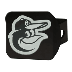 Baltimore Orioles Black Metal Hitch Cover with Metal Chrome 3D Emblem
