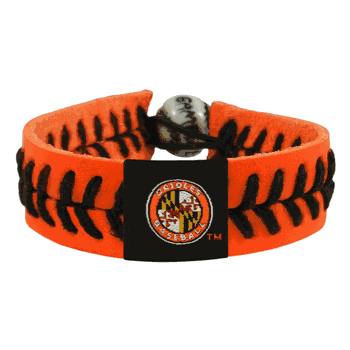 Baltimore Orioles Bracelet Team Color Baseball Jersey Sleeve Logo Orange Leather Black Thread CO