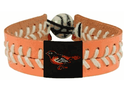 Baltimore Orioles Bracelet Team Color Baseball Peach Leather White Thread CO