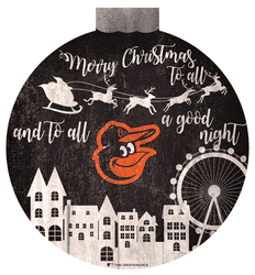 Baltimore Orioles Christmas Village 12in Wall Art