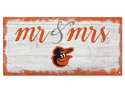 Baltimore Orioles Script Mr & Mrs 6x12 Sign