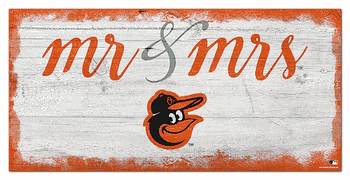 Baltimore Orioles Script Mr & Mrs 6x12 Sign