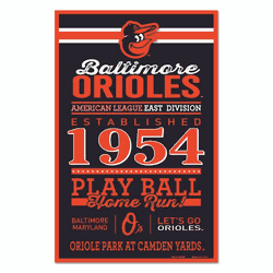 Baltimore Orioles Sign 11x17 Wood Established Design