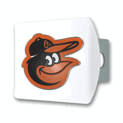 Baltimore Orioles White Metal Hitch Cover with  3D Color Emblem