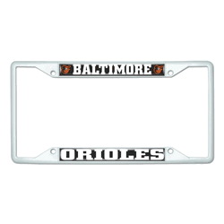 Baltimore Orioles White Metal License Plate Frame - 6.25"x12.25"