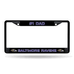 Baltimore Ravens #1 Dad Black Chrome Frame with Decal Inserts 12" x 6" Car/Truck Auto Accessory