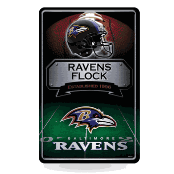 Baltimore Ravens 11X17 Large Embossed Metal Wall Sign