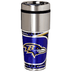 Baltimore Ravens 16  oz. Stainless Steel Travel Tumbler Metallic Graphics