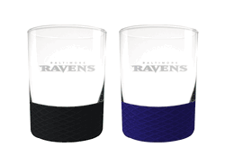Baltimore Ravens 2pc Laser Etched Commissioner Rocks Glass Set
