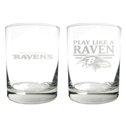 Baltimore Ravens 2pc Rocks Glass Set