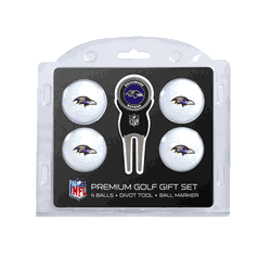 Baltimore Ravens 4 Ball Gift Set + Divot Tool & Marker