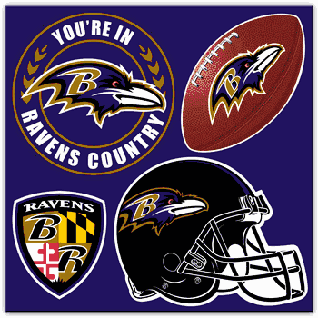 Baltimore Ravens 4 Piece Magnet Set
