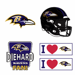 Baltimore Ravens 5 pack of 4 inch Decals