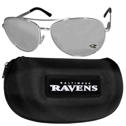 Baltimore Ravens Aviator Sunglasses and Zippered Carrying Case