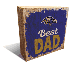 Baltimore Ravens Best Dad 6x6 Wood Block