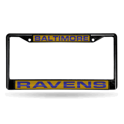 Baltimore Ravens Black 12" x 6" Black Laser Cut Chrome Frame