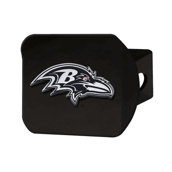 Baltimore Ravens Black Metal Hitch Cover with Metal Chrome 3D Emblem